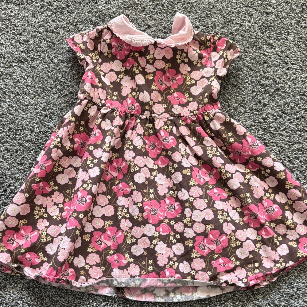 Gymboree Pink and Brown Floral Kids Dress